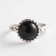 Bague Acier Inoxydable Obsidienne