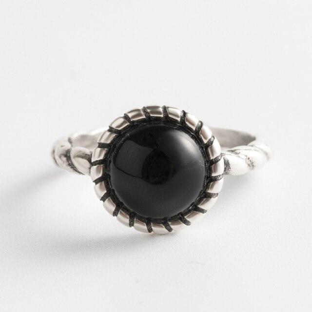 Bague Acier Inoxydable Obsidienne