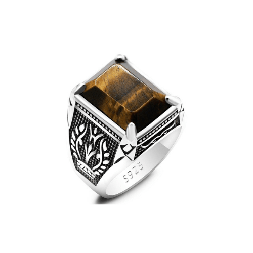 Bague Œil de Tigre Homme (Argent)