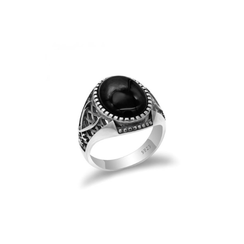 Bague Onyx Noir (Argent)