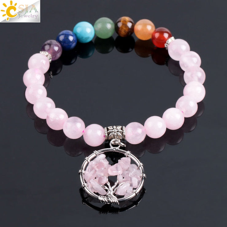 Bracelet Quartz Rose 7 Chakras