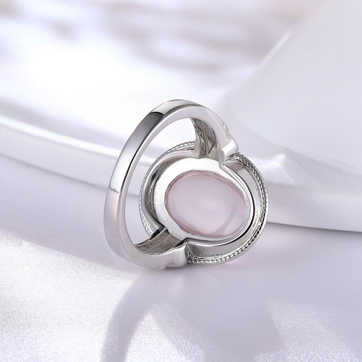 Anillo de cuarzo rosa (plata)