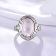 Anillo de cuarzo rosa (plata)