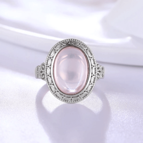 Bague Quartz Rose (Argent)