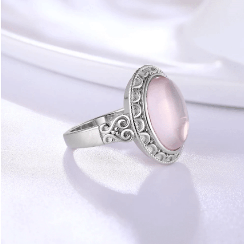 Bague Quartz Rose (Argent)