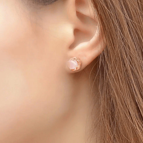 Boucles d'Oreilles Quartz Rose