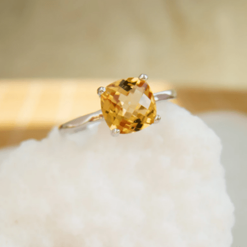 Rectangular Citrine Ring (Silver)