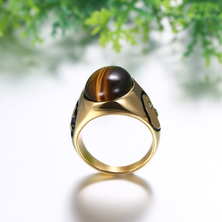 Anillo Hombre Ojo de Tigre "Yin &amp; Yang"