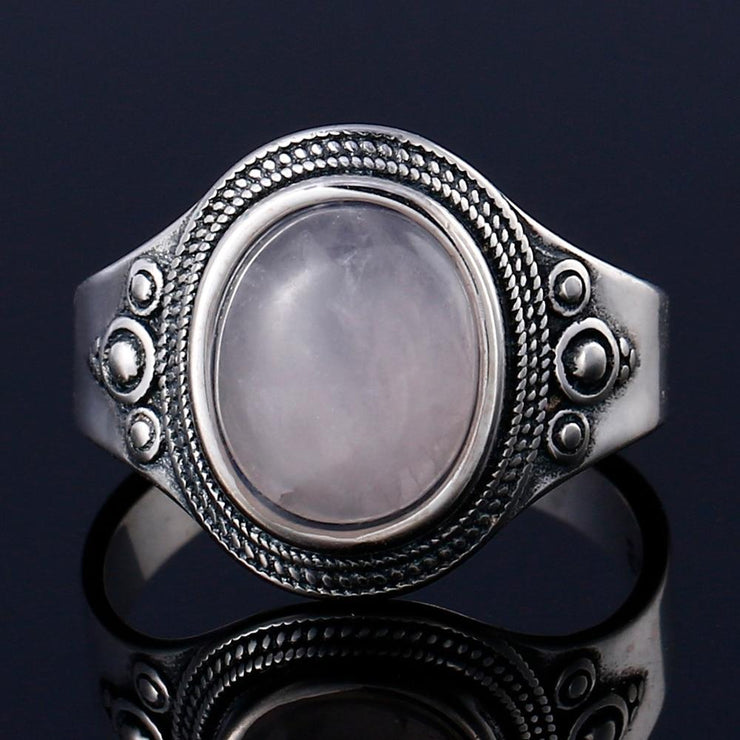 Bague Argent Quartz Rose "Amour"