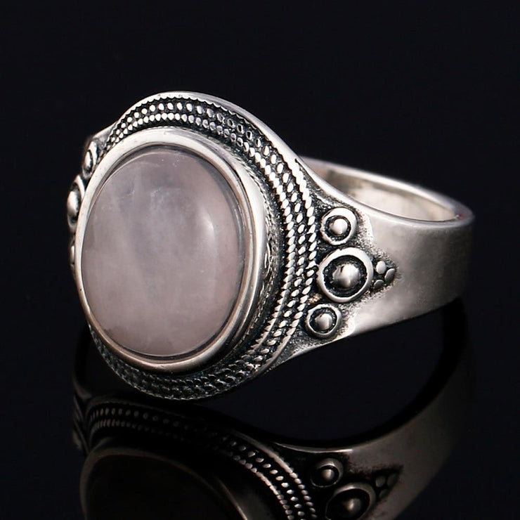 Bague Argent Quartz Rose "Amour"