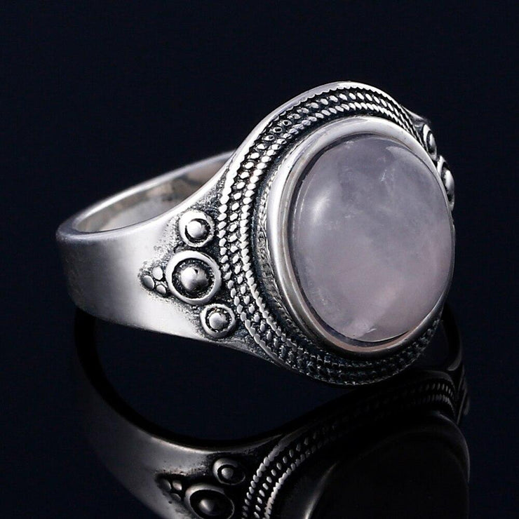 Bague Argent Quartz Rose "Amour"