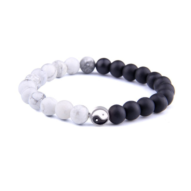 Bracelet Yin & Yang (Howlite & Onyx)