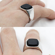 Bague Obsidienne Homme (Argent)