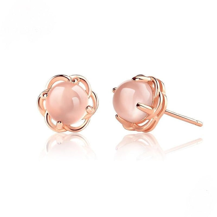 Boucles d'Oreilles Quartz Rose