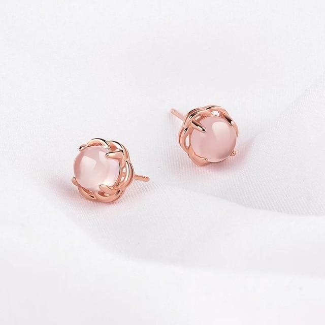 Boucles d'Oreilles Quartz Rose