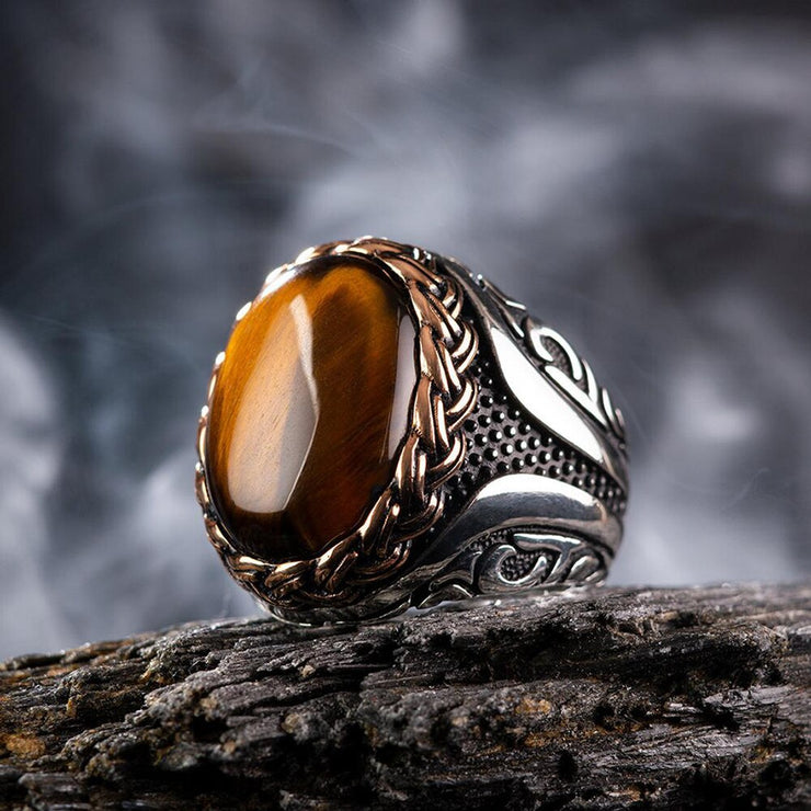 Bague Homme Œil de Tigre "Puissance"