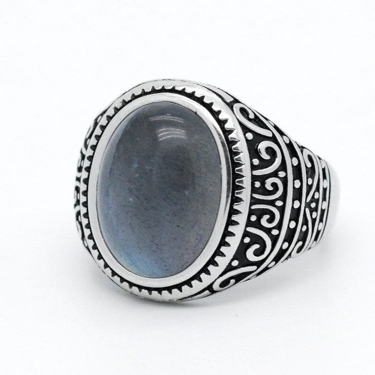 Labradorite Men's Ring "Power of the Heart" (Silver)