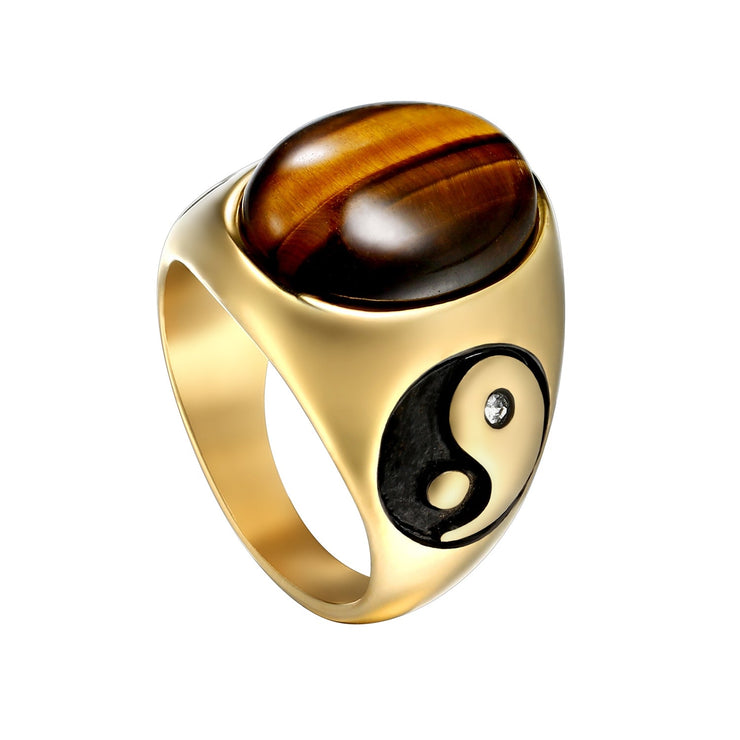 Bague Œil de Tigre Homme "Yin & Yang"